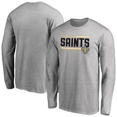 New Orleans Saints Iconic Collection On Side Stripe Long Sleeve T-Shirt - Ash T-shirts