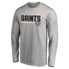 New Orleans Saints Iconic Collection On Side Stripe Long Sleeve T-Shirt - Ash T-shirts
