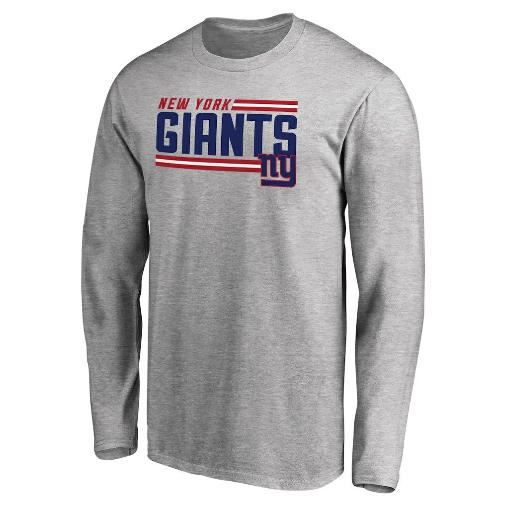 New York Giants Iconic Collection On Side Stripe Long Sleeve T-Shirt - Ash T-shirts