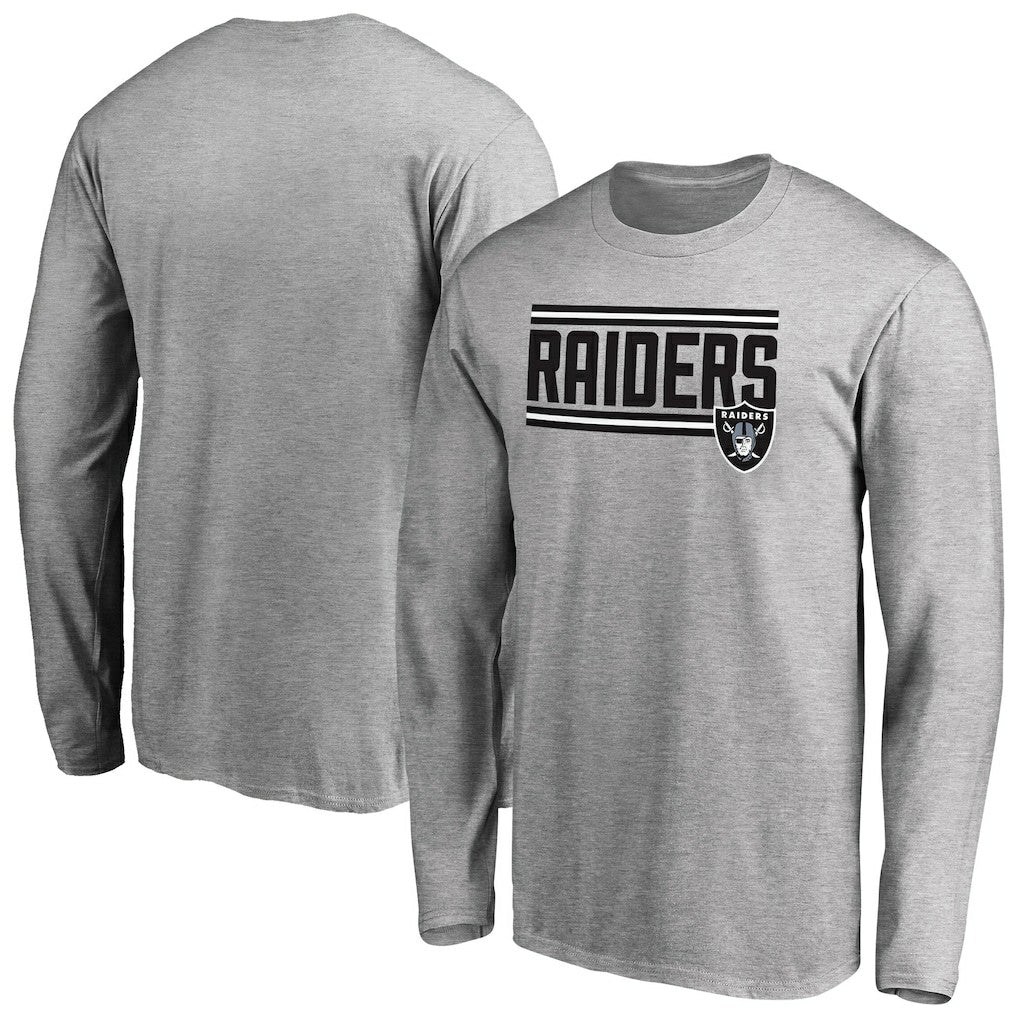 Las Vegas Raiders Iconic Collection On Side Stripe Long Sleeve T-Shirt - Ash T-shirts