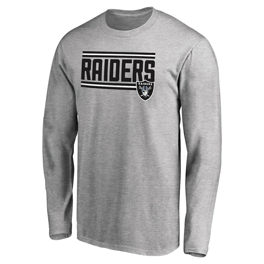 Las Vegas Raiders Iconic Collection On Side Stripe Long Sleeve T-Shirt - Ash T-shirts