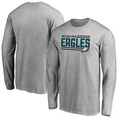 Philadelphia Eagles Iconic Collection On Side Stripe Long Sleeve T-Shirt - Ash T-shirts