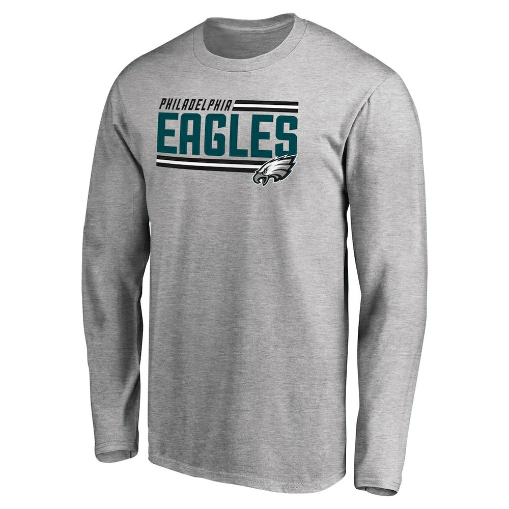 Philadelphia Eagles Iconic Collection On Side Stripe Long Sleeve T-Shirt - Ash T-shirts