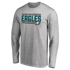 Philadelphia Eagles Iconic Collection On Side Stripe Long Sleeve T-Shirt - Ash T-shirts