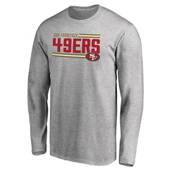 San Francisco 49ers Iconic Collection On Side Stripe Long Sleeve T-Shirt - Ash T-shirts