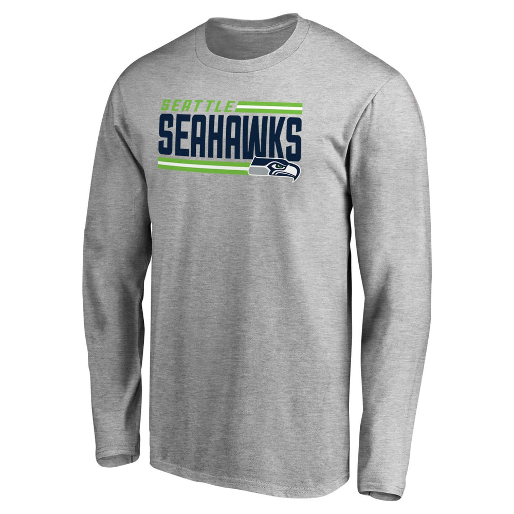 Seattle Seahawks Iconic Collection On Side Stripe Long Sleeve T-Shirt - Ash T-shirts