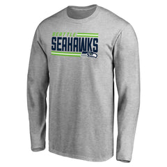 Seattle Seahawks Iconic Collection On Side Stripe Long Sleeve T-Shirt - Ash T-shirts