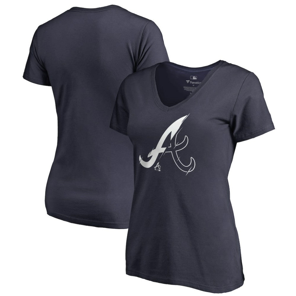 Atlanta Braves Women's X-Ray V-Neck T-Shirt - Navy T-shirts