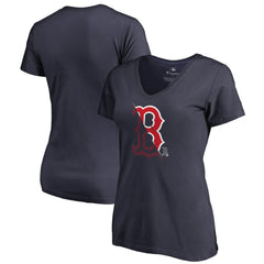 Boston Red Sox Women's X-Ray V-Neck T-Shirt - Navy T-shirts