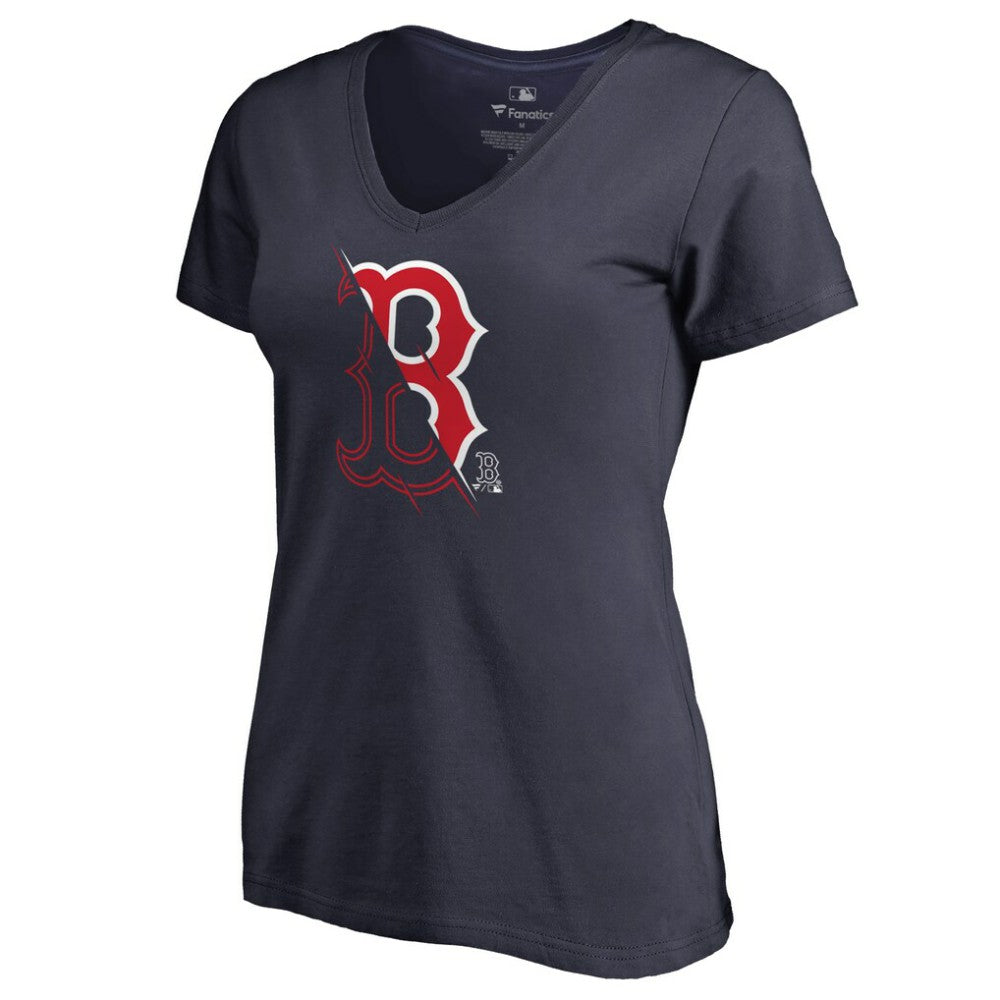 Boston Red Sox Women's X-Ray V-Neck T-Shirt - Navy T-shirts
