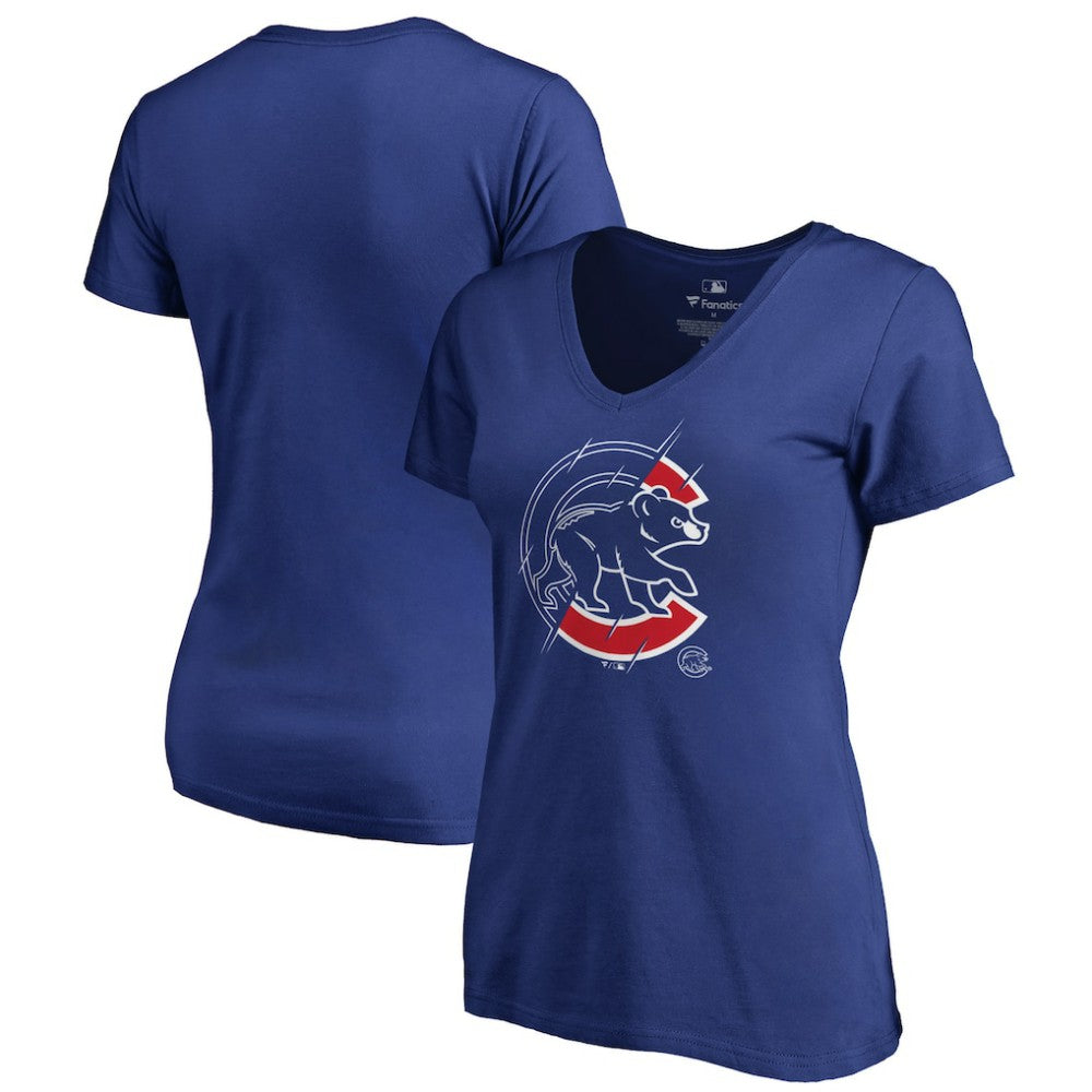 Chicago Cubs Women's X-Ray V-Neck T-Shirt - Royal T-shirts