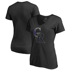 Colorado Rockies Women's X-Ray V-Neck T-Shirt - Black T-shirts