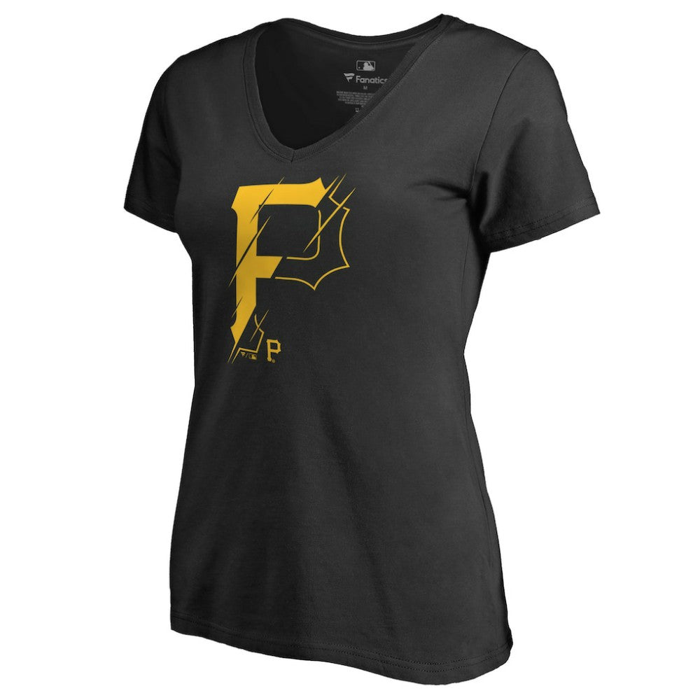 Pittsburgh Pirates Women's X-Ray V-Neck T-Shirt - Black T-shirts