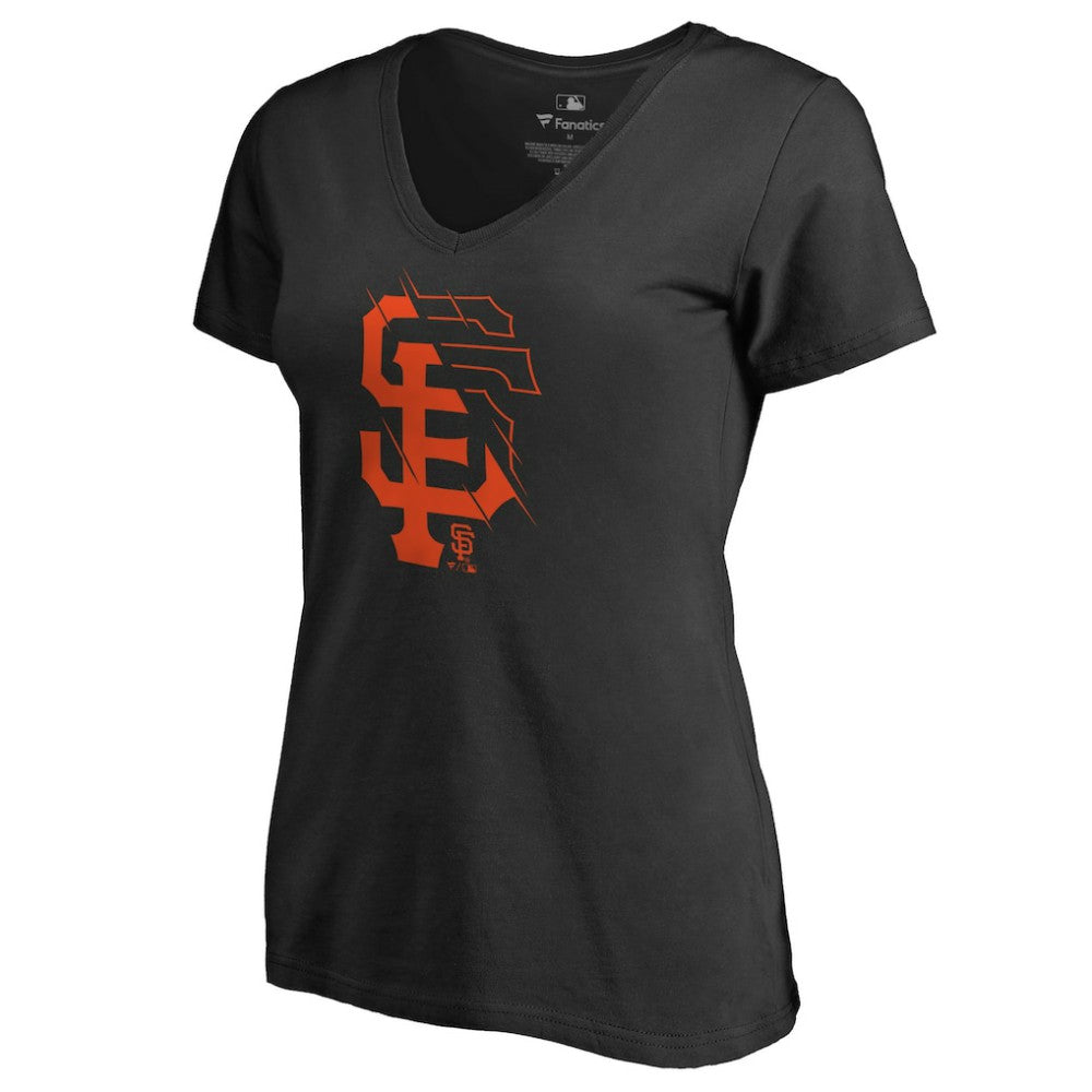 San Francisco Giants Women's X-Ray V-Neck T-Shirt - Black T-shirts