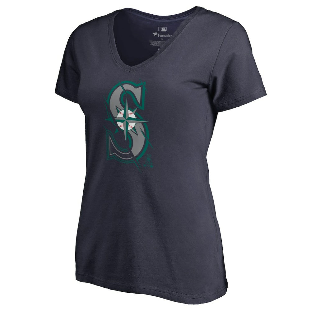 Seattle Mariners Women's X-Ray V-Neck T-Shirt - Navy T-shirts
