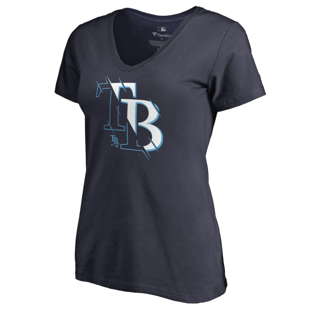 Tampa Bay Rays Women's X-Ray V-Neck T-Shirt - Navy T-shirts
