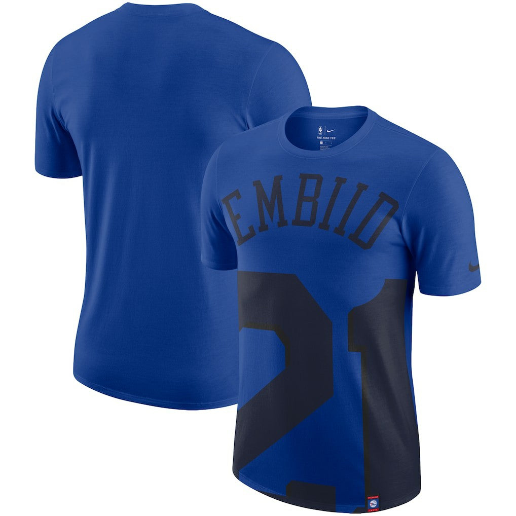 Joel Embiid Philadelphia 76ers Oversized Name & Number T-Shirt Royal - Nike