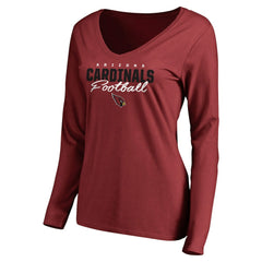 Arizona Cardinals Women's Iconic Collection Script Assist Long Sleeve V-Neck T-Shirt - Cardinal T-shirts