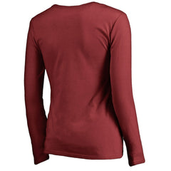 Arizona Cardinals Women's Iconic Collection Script Assist Long Sleeve V-Neck T-Shirt - Cardinal T-shirts