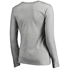 Seattle Seahawks Women's Iconic Collection Script Assist Long Sleeve V-Neck T-Shirt - Ash T-shirts