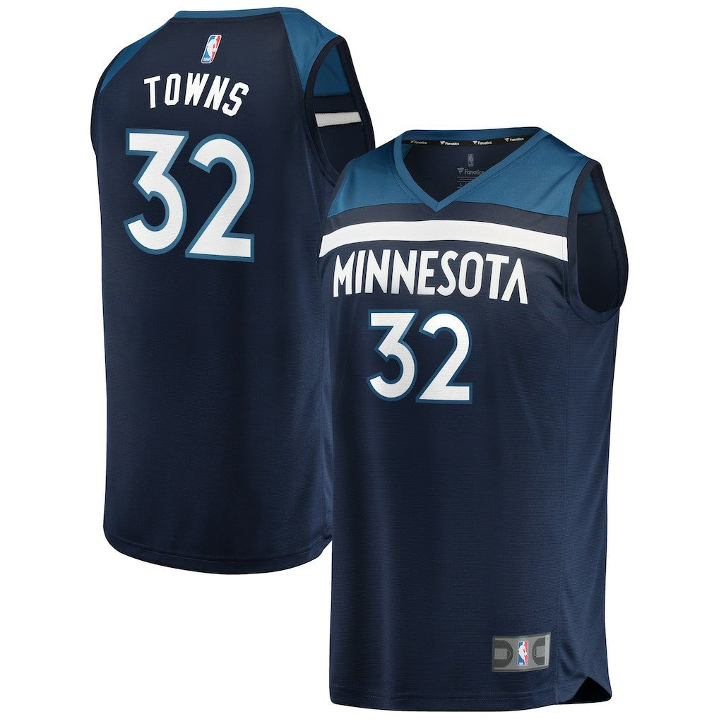 Karl-Anthony Towns Minnesota Timberwolves Fast Break Replica Player Jersey Navy Icon Edition - Fanatics