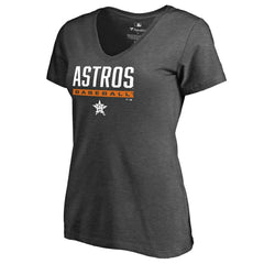 Houston Astros Women's Win Stripe V-Neck T-Shirt - Ash T-shirts