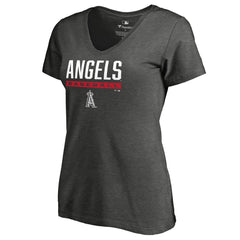 Los Angeles Angels Women's Win Stripe V-Neck T-Shirt - Ash T-shirts