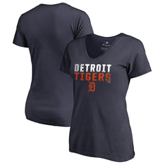 Detroit Tigers Women's Fade Out V-Neck T-Shirt - Navy T-shirts