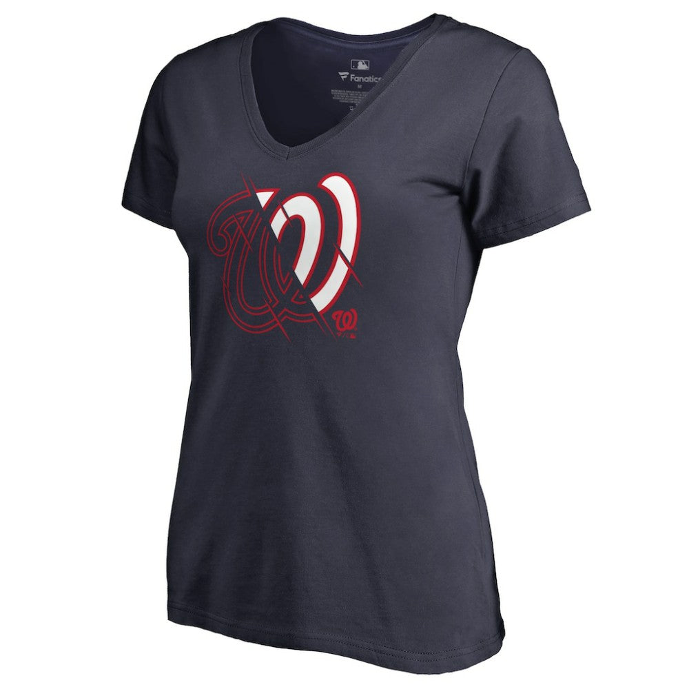 Washington Nationals Women's X-Ray V-Neck T-Shirt - Navy T-shirts