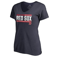 Boston Red Sox Women's Onside Stripe V-Neck T-Shirt - Navy T-shirts