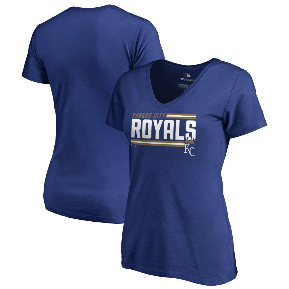 Kansas City Royals Women's Onside Stripe V-Neck T-Shirt - Royal T-shirts