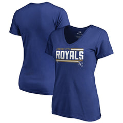 Kansas City Royals Women's Onside Stripe V-Neck T-Shirt - Royal T-shirts