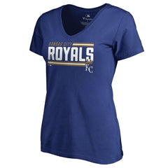 Kansas City Royals Women's Onside Stripe V-Neck T-Shirt - Royal T-shirts