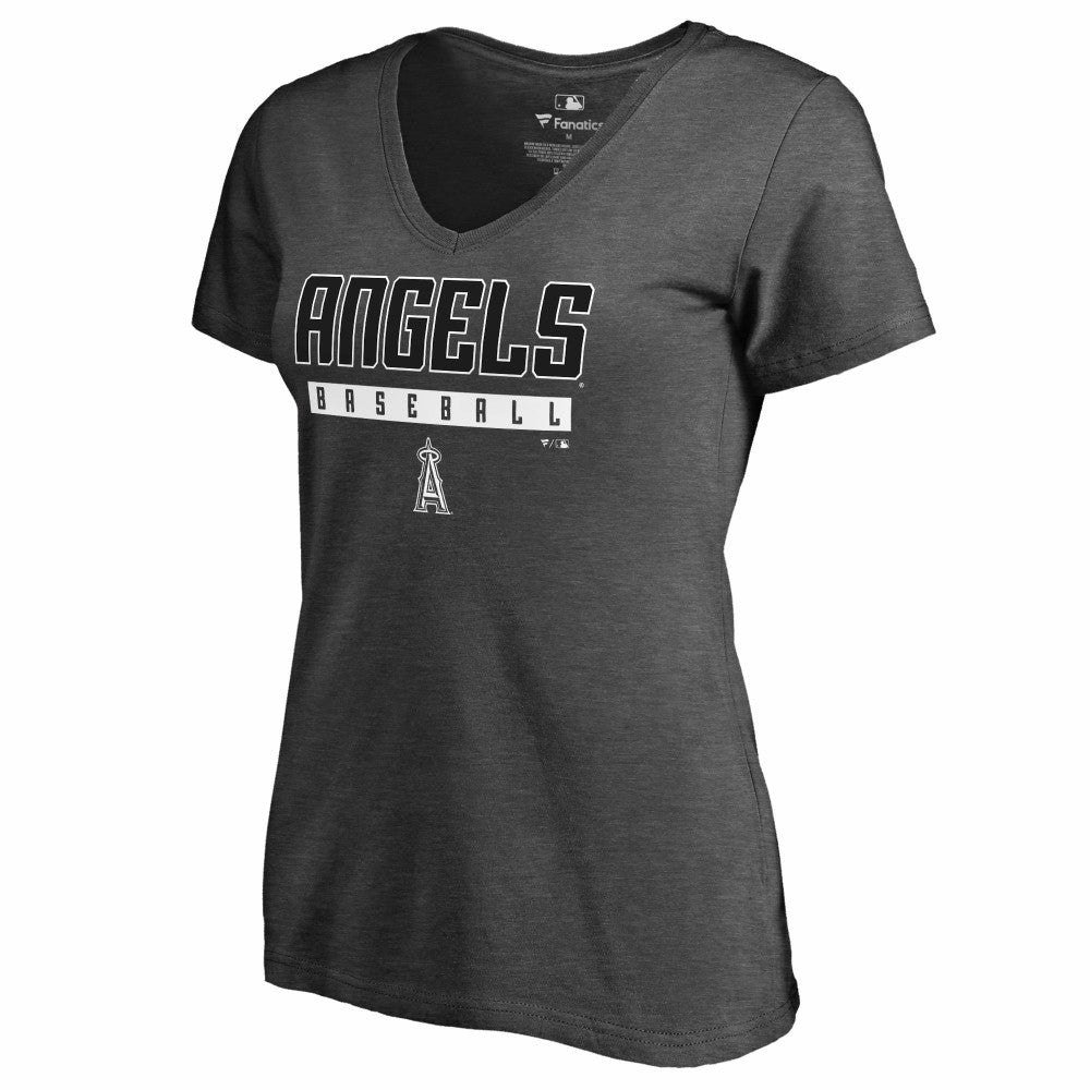 Los Angeles Angels Women's Charcoal Stack V-Neck T-Shirt - Ash T-shirts