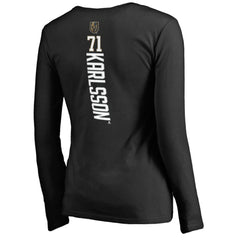 William Karlsson Vegas Golden Knights Women's Backer V-Neck Long Sleeve T-Shirt - Black | US 3043007
