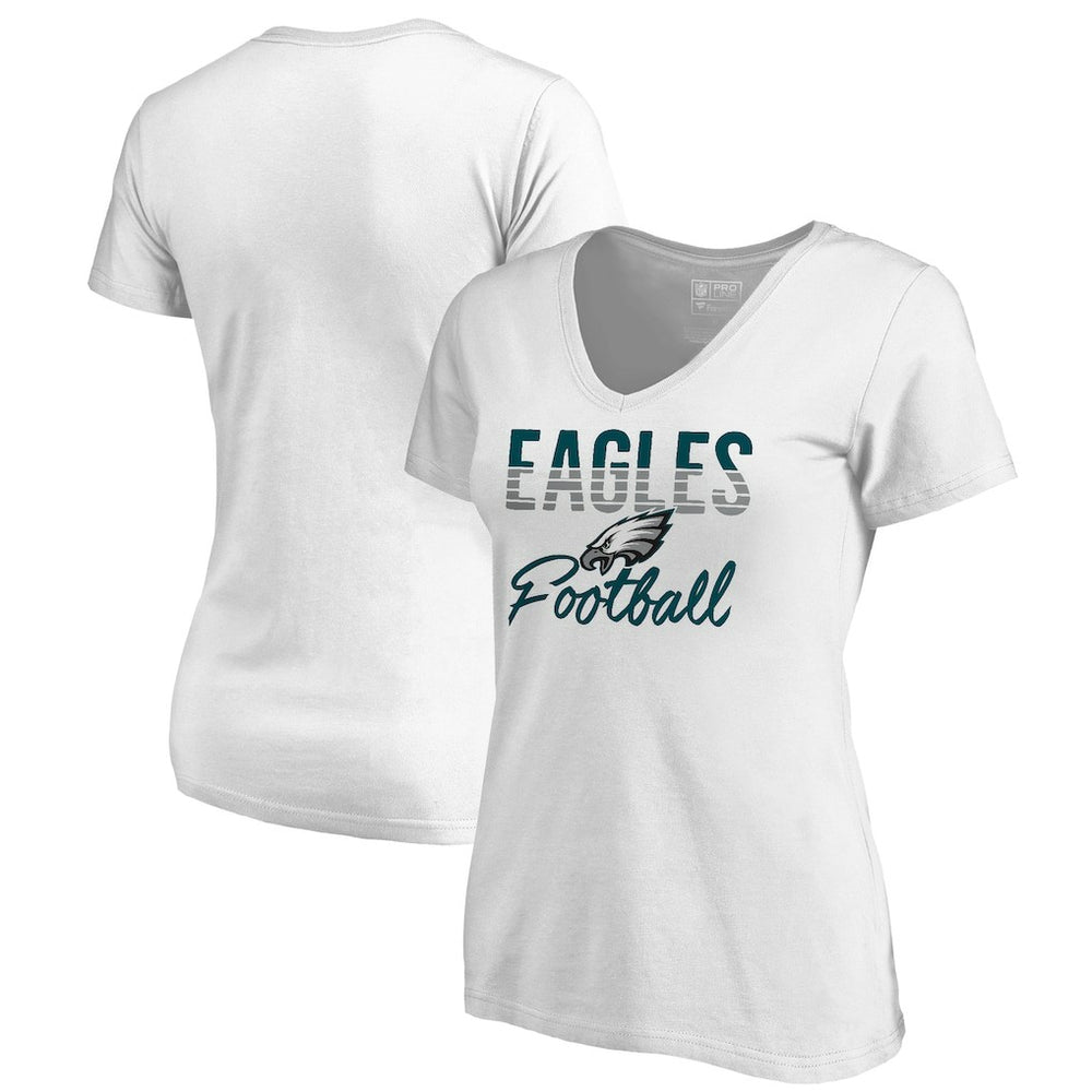 Philadelphia Eagles Women's Free Line V-Neck T-Shirt - White T-shirts