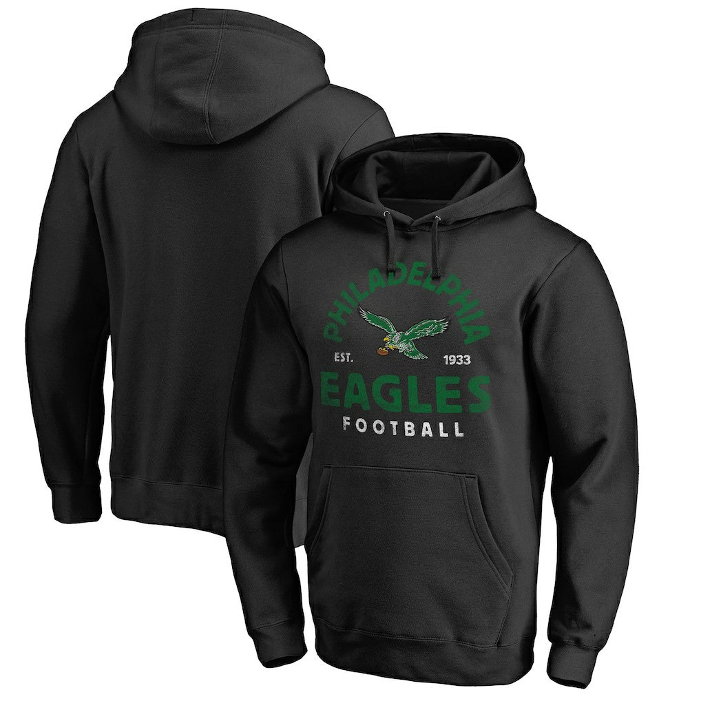 Philadelphia Eagles Timeless Collection Vintage Arch Pullover Hoodie - Black Hoodies