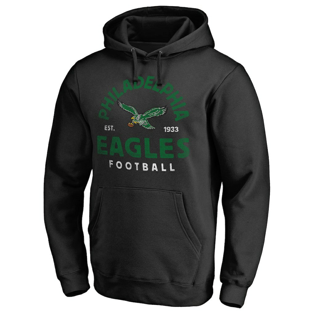 Philadelphia Eagles Timeless Collection Vintage Arch Pullover Hoodie - Black Hoodies