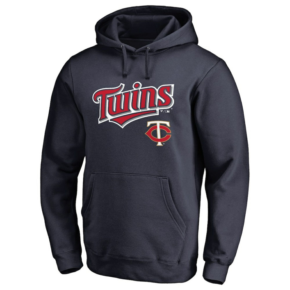 Minnesota Twins Team Lockup Fitted Pullover Hoodie - Navy Hoodies