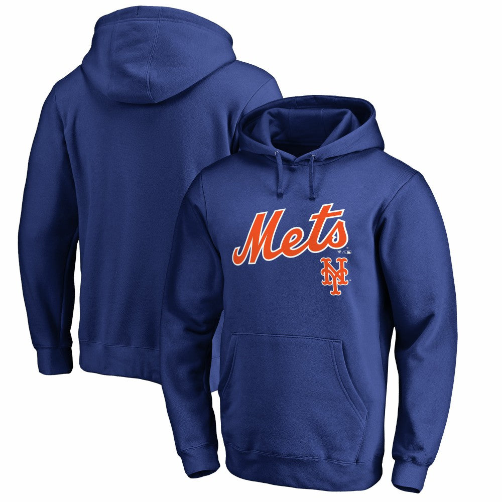 New York Mets Team Lockup Fitted Pullover Hoodie - Royal Hoodies
