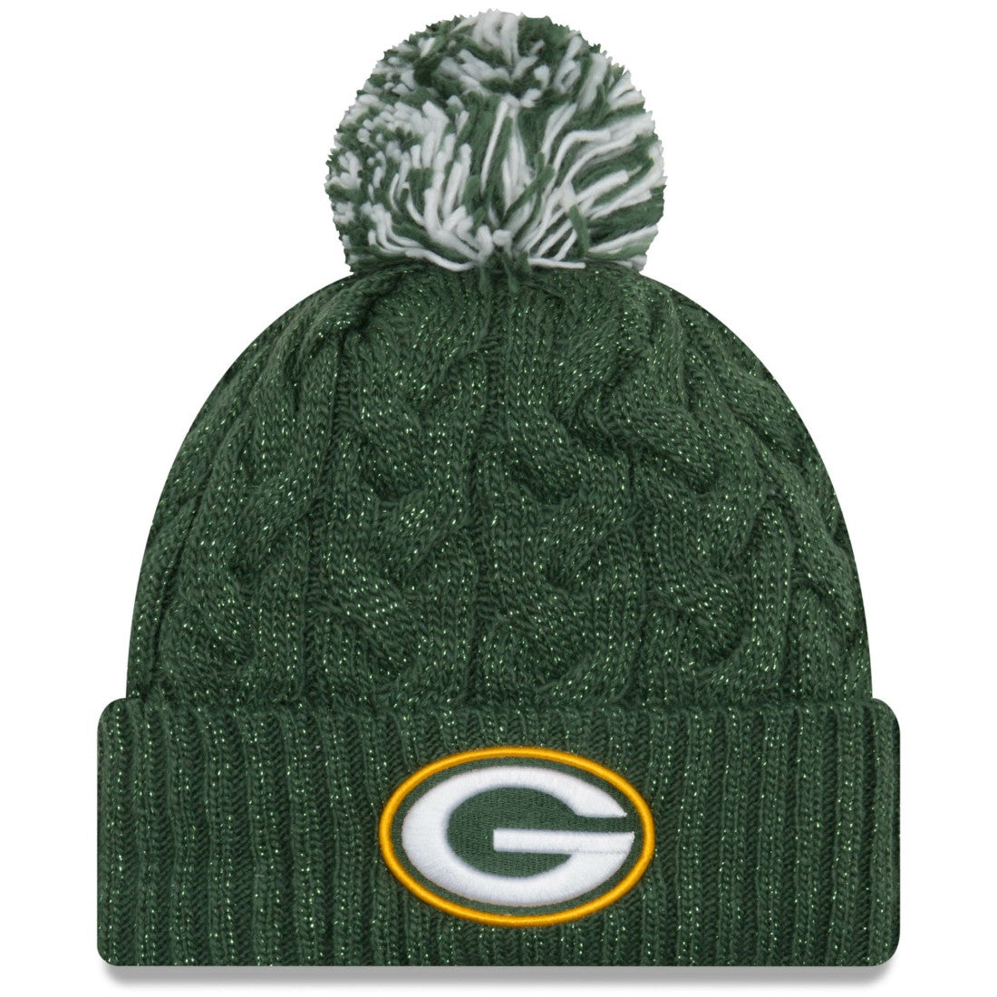 Green Bay Packers New Era Women's Cozy Cable Cuffed Knit Hat - Green Hats