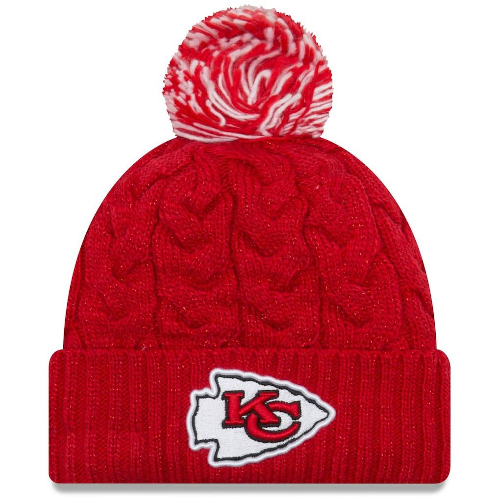 Kansas City Chiefs New Era Women's Cozy Cable Cuffed Knit Hat - Red Hats