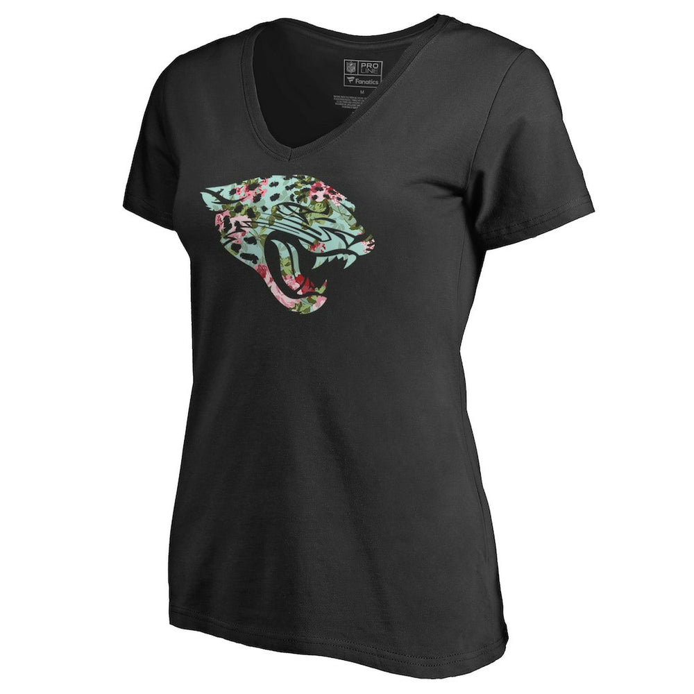 Jacksonville Jaguars Women's Lovely V-Neck T-Shirt - Black T-shirts