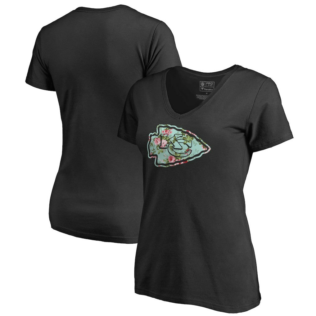 Kansas City Chiefs Women's Lovely V-Neck T-Shirt - Black T-shirts