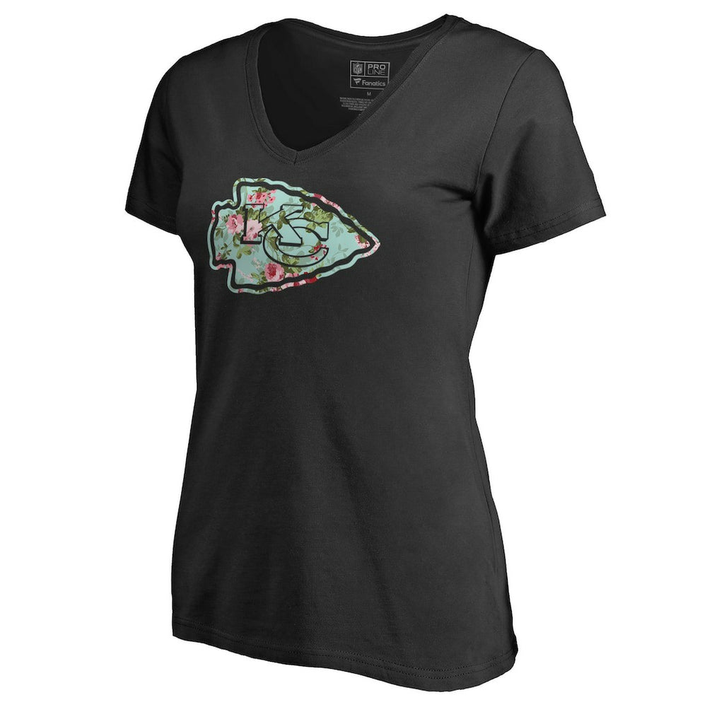 Kansas City Chiefs Women's Lovely V-Neck T-Shirt - Black T-shirts