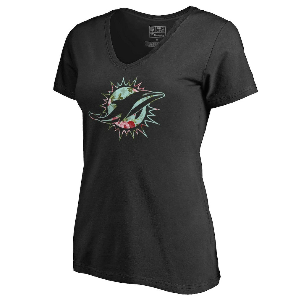 Miami Dolphins Women's Lovely V-Neck T-Shirt - Black T-shirts