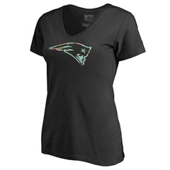 New England Patriots Women's Lovely V-Neck T-Shirt - Black T-shirts