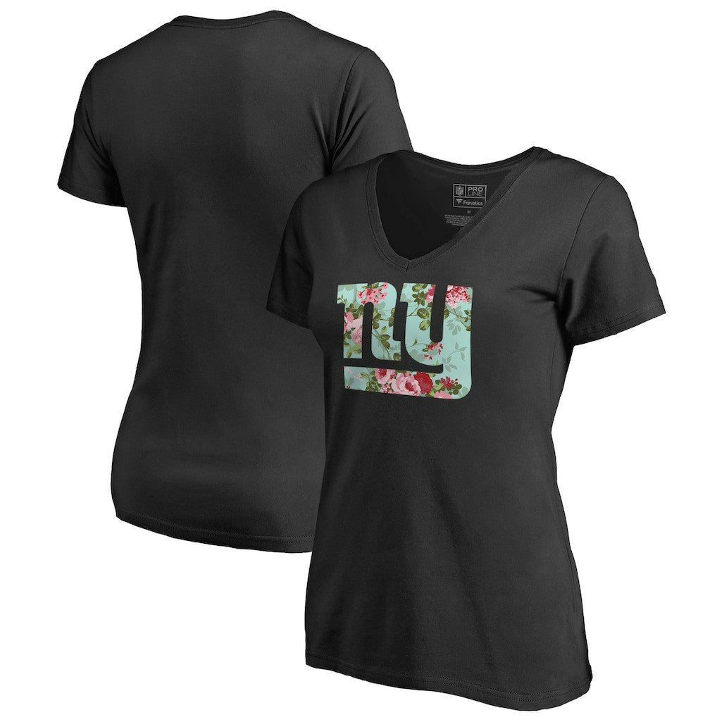New York Giants Women's Lovely V-Neck T-Shirt - Black T-shirts