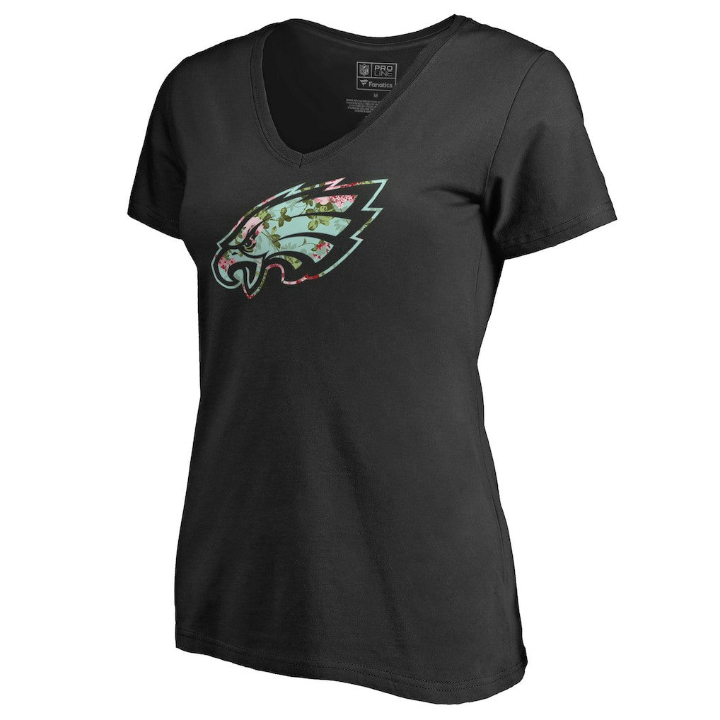 Philadelphia Eagles Women's Lovely V-Neck T-Shirt - Black T-shirts