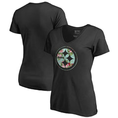 Pittsburgh Steelers Women's Lovely V-Neck T-Shirt - Black T-shirts